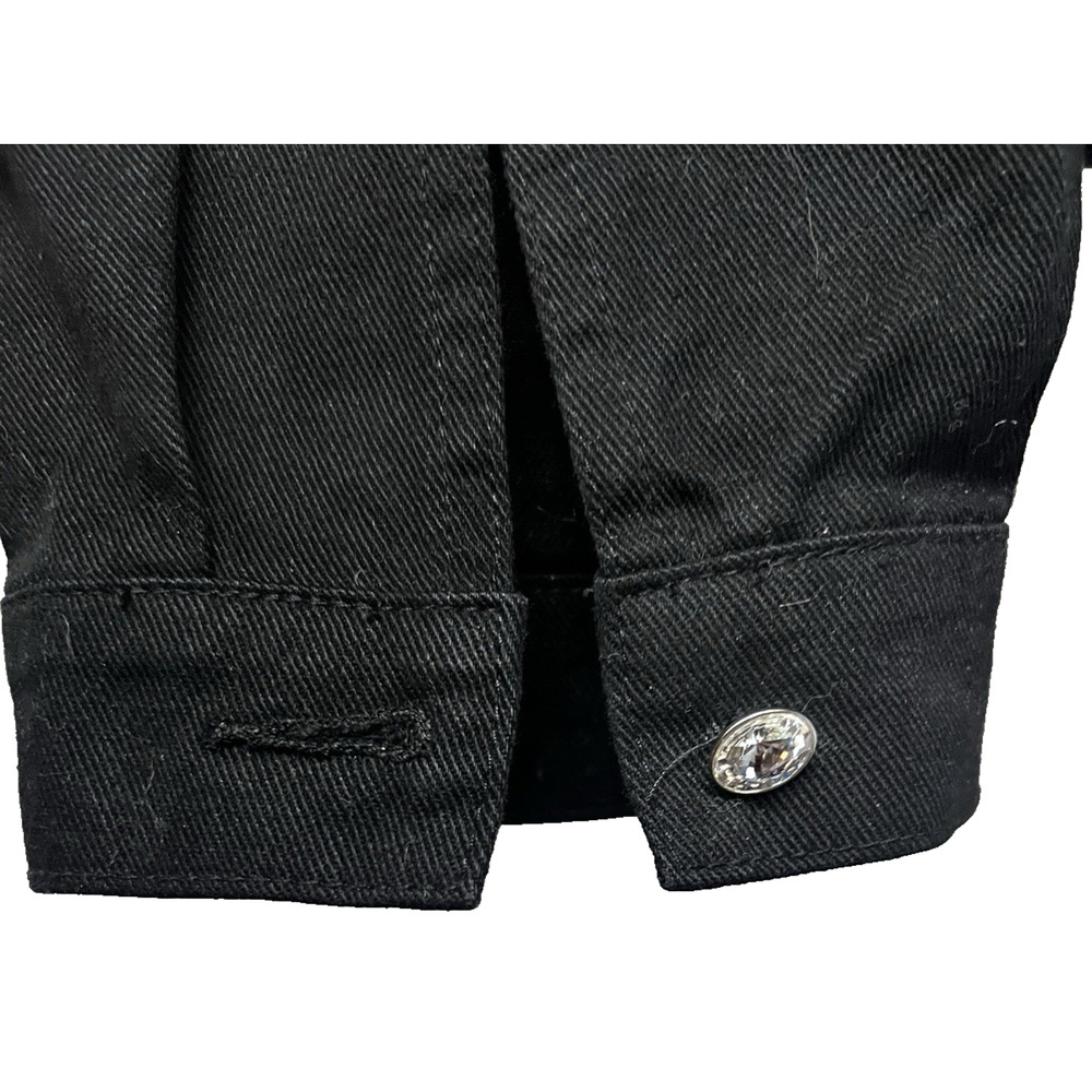 Christine Alexander Embellished Black Denim Bling Button Up Jacket XL Cocktails - Picture 6 of 9